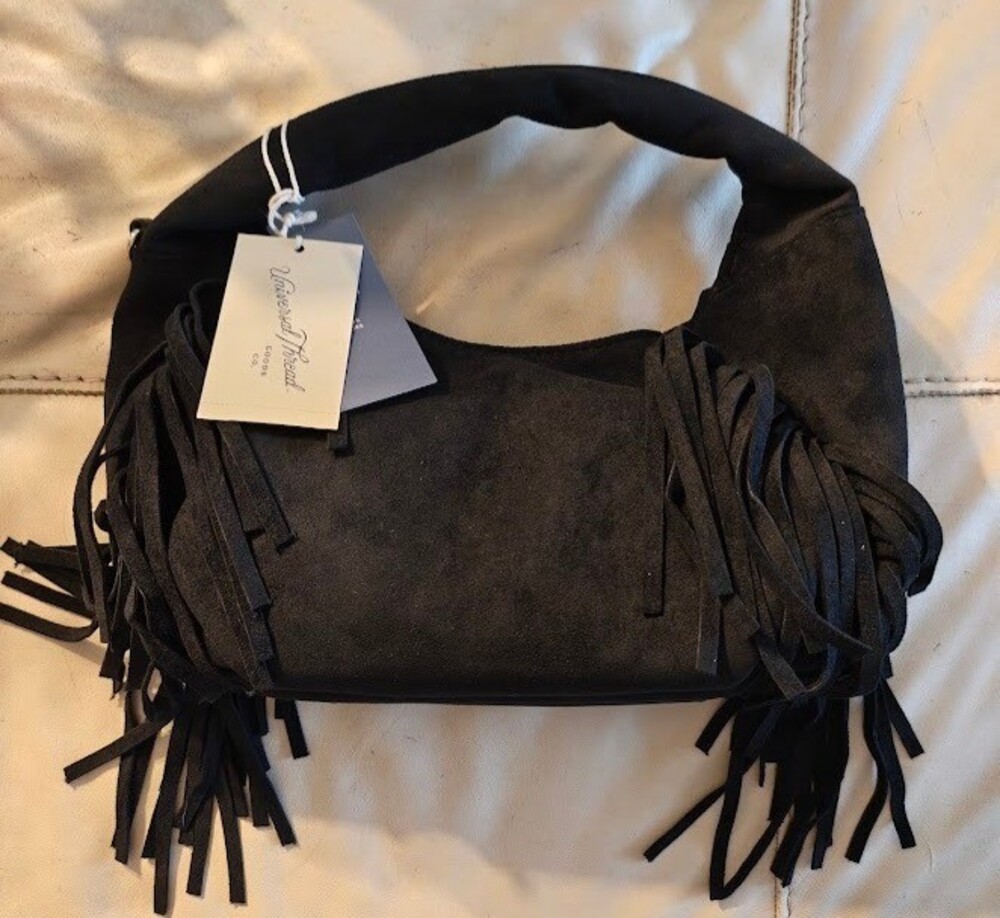 Universal Thread Black Suede Fringe Handbag